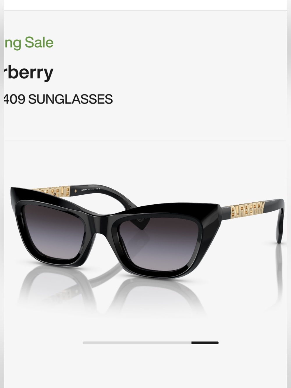Burberry 51mm Black Cat Eye Sunglasses—Brand New